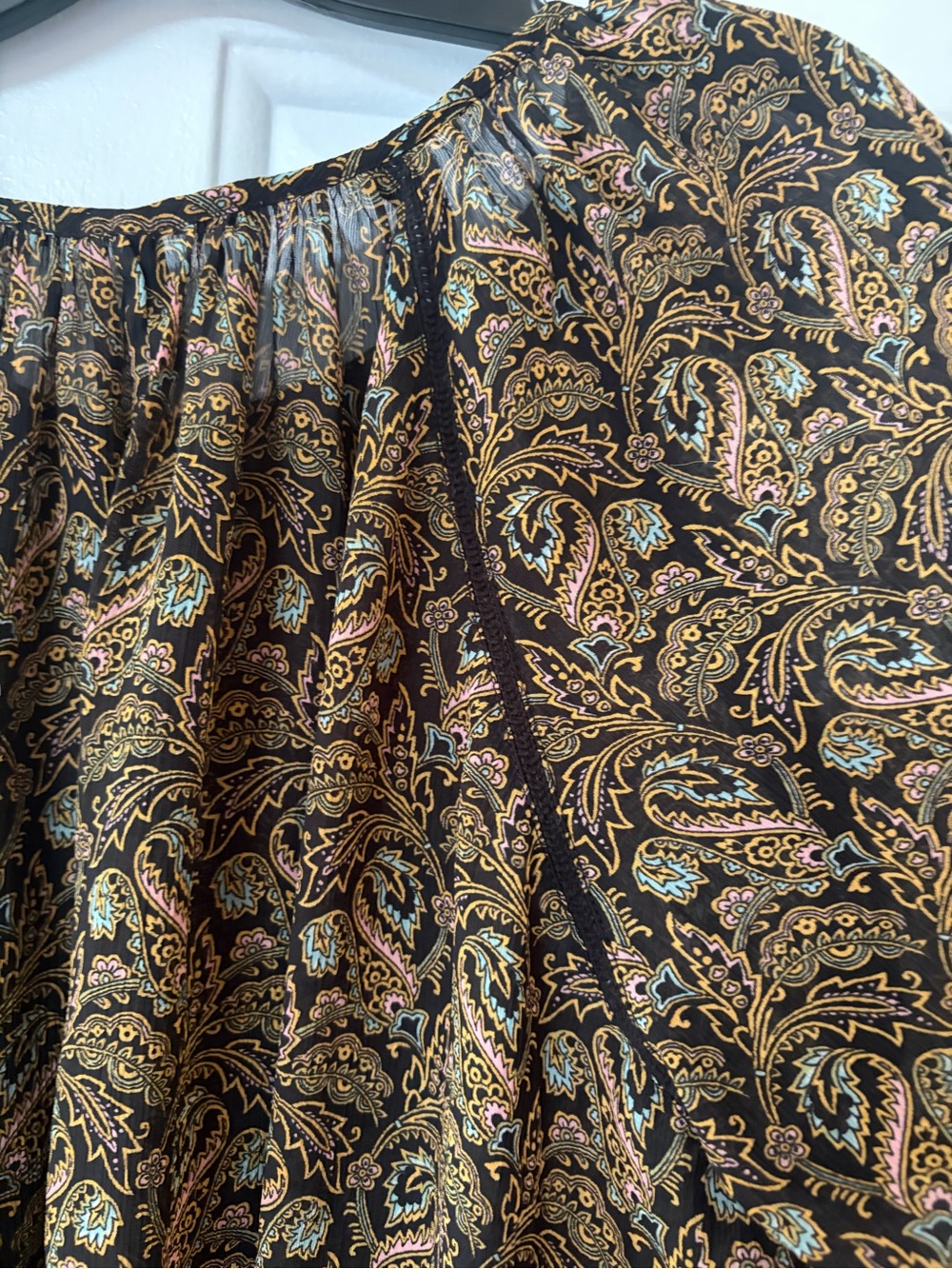 Scotch & Soda Black Paisley Long Sleeve Peasant Blouse Boho Size large. - Picture 9 of 12